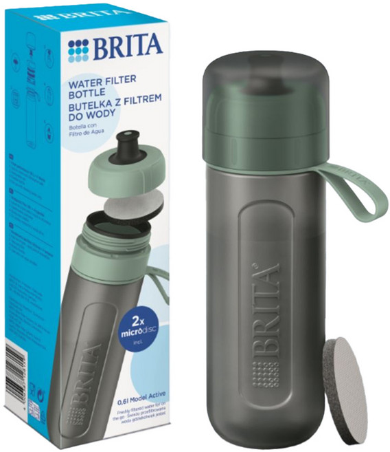 브리타 워터 필터 보틀 2 마이크로 디스크 필터 포함, 그린