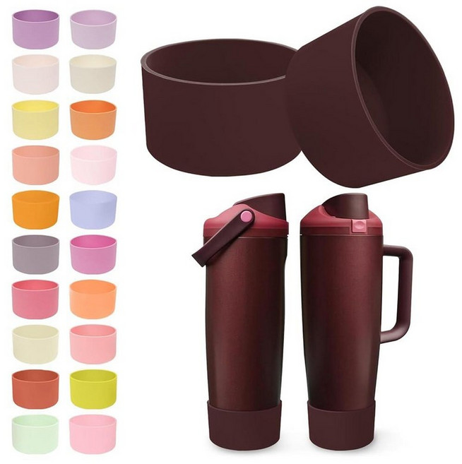 Kaitiaki Owala 887.2ml30온스 및 1.2L40온스 FreeSip 스웨이 병 텀블러용 실리콘 부츠 2개 - 미끄럼 방지 긁힘 액세서리용 안정성 향상제블랙 체리, 블랙 체리