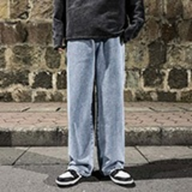 牛仔寬褲 韓版寬鬆彈性 休閒長褲 垂感 男生jeans穿搭