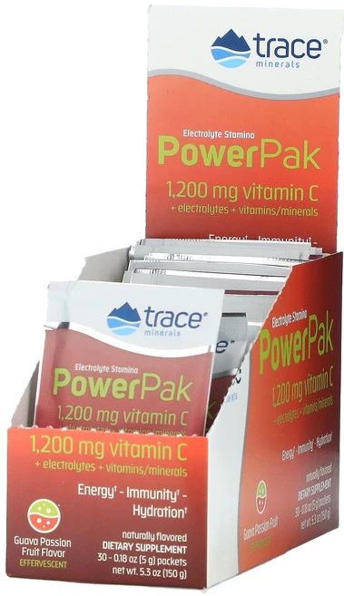 트레이스미네랄스 전해질 스태미나 파워팩 구아바 패션프루트 1200mg 30팩 각 5g 0.18oz, 30개 - 쿠팡