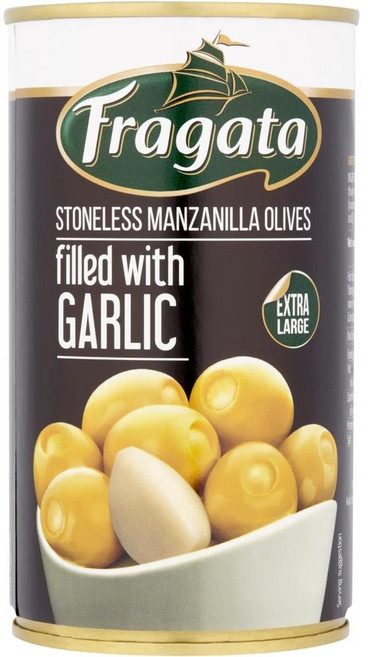 영국 프라가타 Fragata Olives Stuffed With Garlic 마늘을 넣은 프라가타 올리브 통조림, 350g, 10개