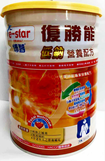 e-star 復勝能 低鈉營養配方 成人奶粉 900g 罐裝, 1個