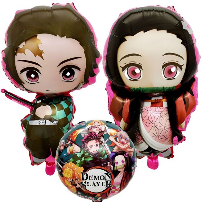 루미팝 귀멸의칼날 대형 풍선 은박 호일, 1세트, 혼합3종