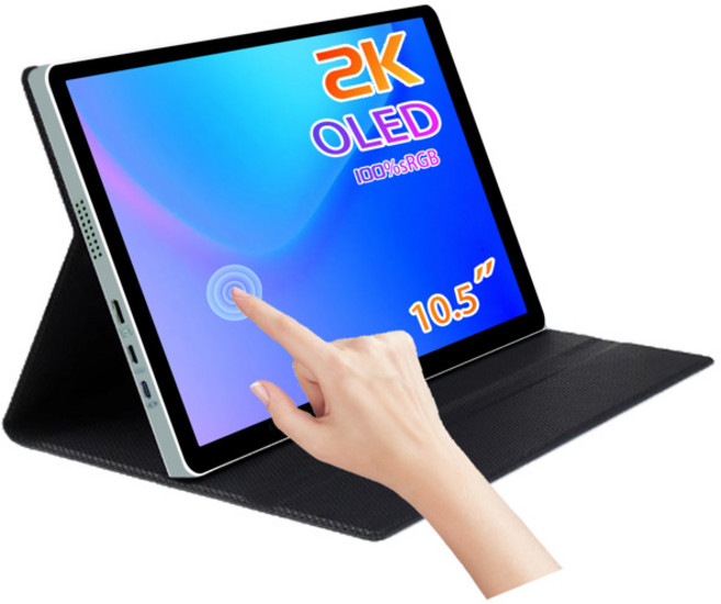 OLED 휴대용 모니터 10.5인치 2k 터치스크린 라즈베리 파이 모니터 sRGB 100% 듀얼 USB-C 노트북 맥폰 PS4/5 스위치용 HDMI, 01 CHINA, [02] 10.5 inch With Touch