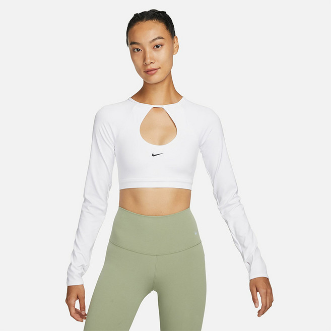 나이키 여성 롱슬리브 크롭탑 브라 화이트
