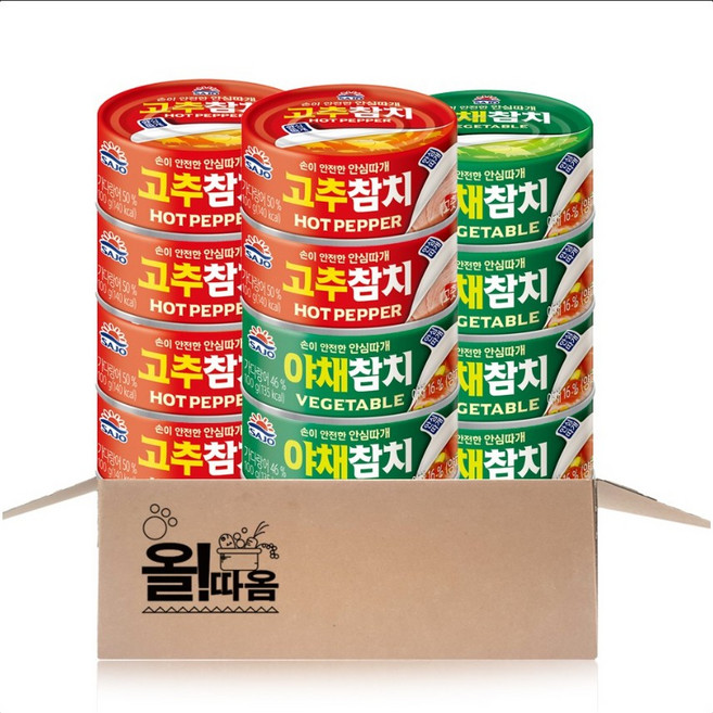 사조 / 안심따개 야채참치 100g x 6개 + 고추참치 100g x 6개 세트, 1개