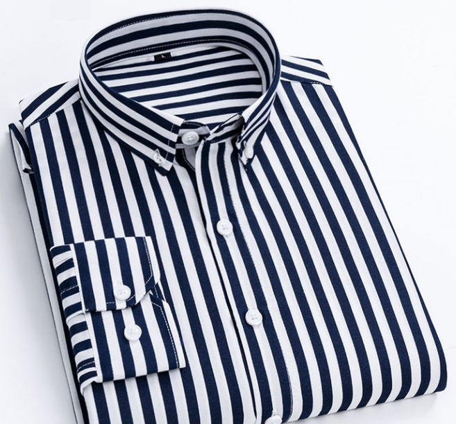 봄가을 남성용 와이셔츠 스트라이프 셔츠 빅사이즈 남자 긴팔 셔츠 캐주얼 남성 정장 셔츠 QXX