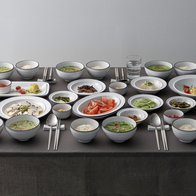 레트로 라인 6인 그릇세트 홈세트 40P, 레트로라인 6인 홈세트 40P_딥블루, 1개