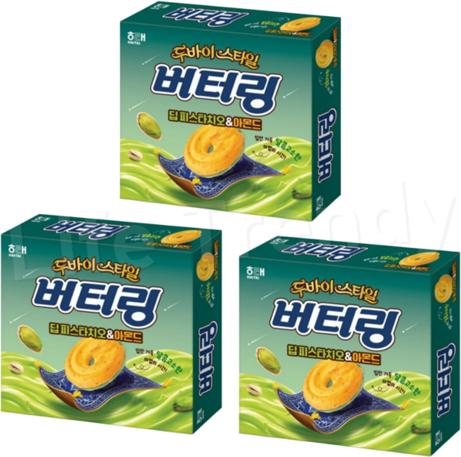 해태제과 버터링 딥피스타치오 & 아몬드, 155g, 3개