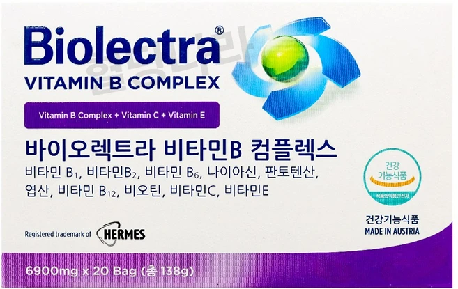 헤어메스 바이오렉트라 비타민B 컴플렉스 6900mg 20포 임산부 패밀리 수유부 어린이 성인, 1개, 20회분 - 쿠팡