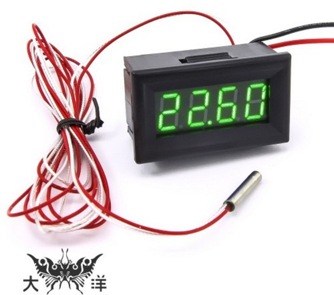 0.36 四位元 LED 數位溫度電壓錶頭 PT100 錶頭, 黃色, 1個