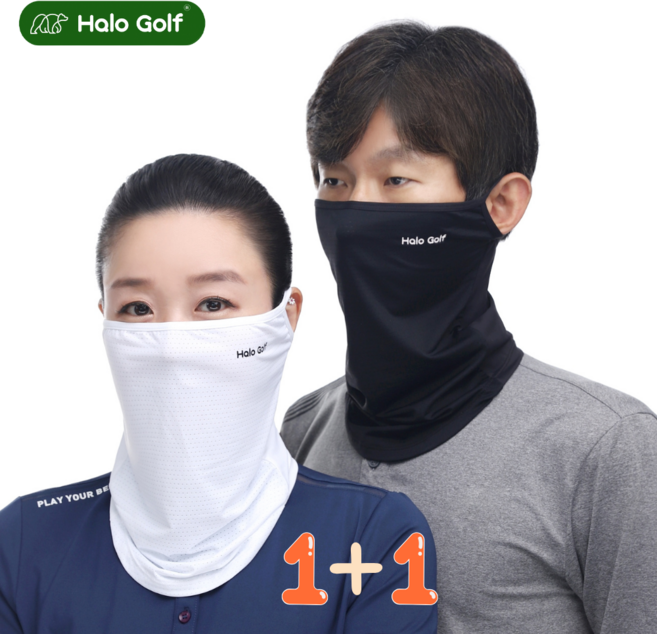[헤일로 골프] 귀가 아프지 않고 착용감 편한 자외선차단 골프 마스크 남녀공용 등산 낚시 조깅 자전거 야외활동, 1개, 혼합