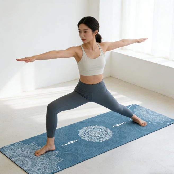 프리미엄 천연고무 요가매트 초슬림 접이식 운동매트 홈트 1.5mm, 1개, 그림