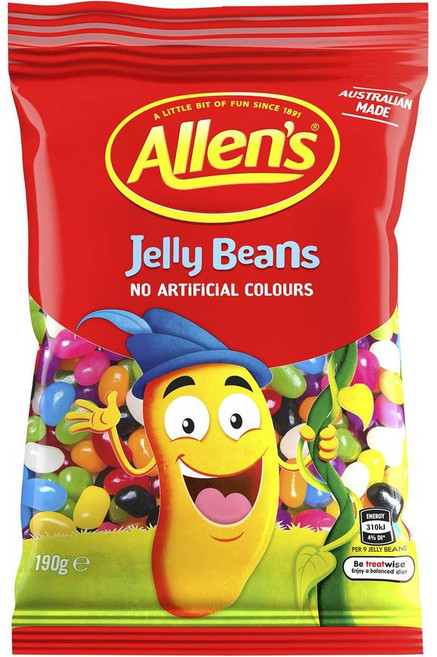 호주 알렌즈 Allen's Jelly Beans Lollies 여러가지 색상 젤리빈 캔디, 2개, 190g