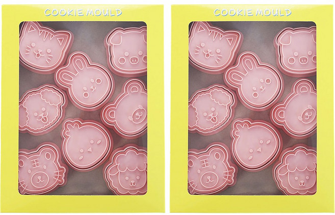 Mian Xiao Xin 비스킷 몰드 베이킹 쿠키스탬프 세트 MX001, 동물 캐릭터 A, 2개