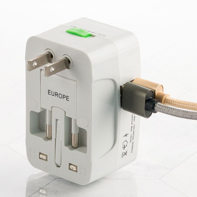 여행용 멀티 USB 콘센트 아답터 어댑터 플러그 해외 2포트, 1개, 여행용 USB 아답터