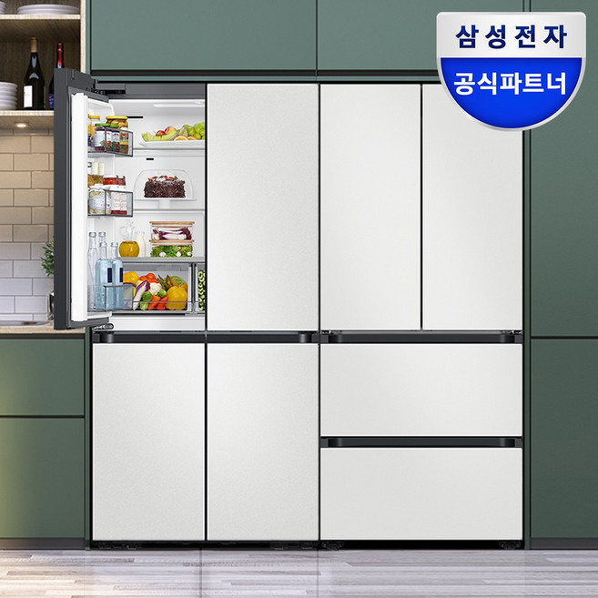 삼성 비스포크 키친핏 1등급 냉장고 김치 세트 4도어 RM70F64R1A+RK70F42M2A ALL 코타화이트