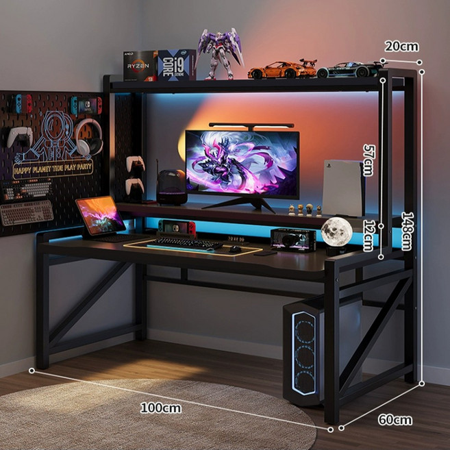 서재책상 카본 게이밍 컴퓨터책상 사무용책상 1000/1200 MM 철제책상 SZ15, 블랙