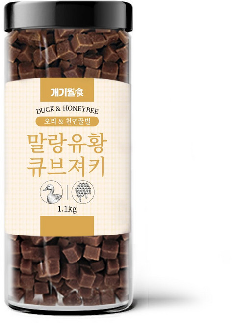개기월식 말랑 유황 큐브 져키 강아지 간식, 오리+천연벌꿀, 1.1kg, 1개