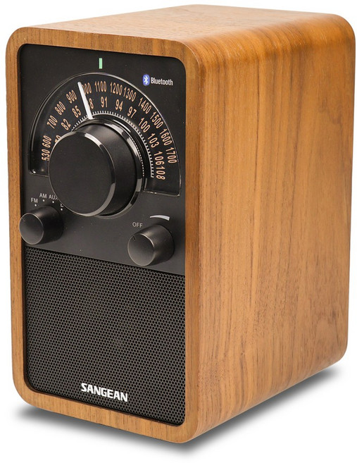 [정식수입품] 산진 SANGEAN WR-15BT 레트로 빈티지 원목 FM/AM 블루투스 라디오, 블랙