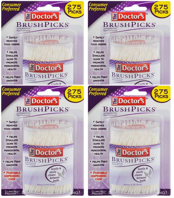 더 닥터스 BrushPicks 치간 칫솔 치실 이쑤시개 팩당 275개입 4팩 / Doctor's BrushPicks Interdental Toothpicks 275ct 4pack, 1개입, 1개