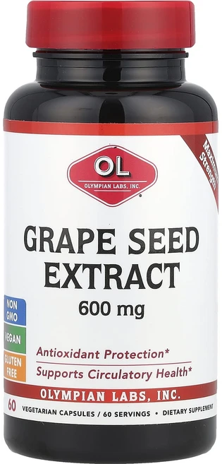 올림피안랩스 포도씨 추출물 맥시멈 스트렝스 600mg 60 베지캡슐, 4개, 60정 - 쿠팡