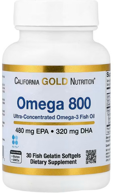 CGN 캘리포니아골드뉴트리션 오메가800 30정 피쉬오일 EPA DHA 1000mg 알티지 오메가3, 1개