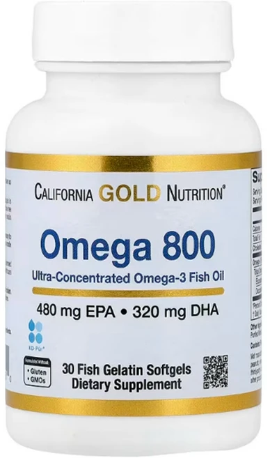 CGN 캘리포니아골드뉴트리션 오메가800 30정 피쉬오일 EPA DHA 1000mg 알티지 오메가3, 1개 - 쿠팡