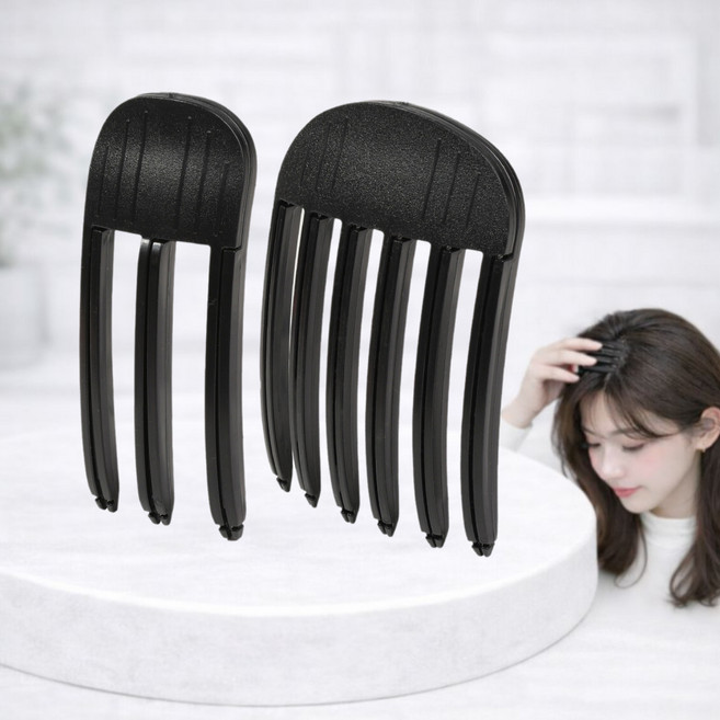 헤네시스자유시장 헤어 볼륨 머리 집게핀, 2개, 블랙