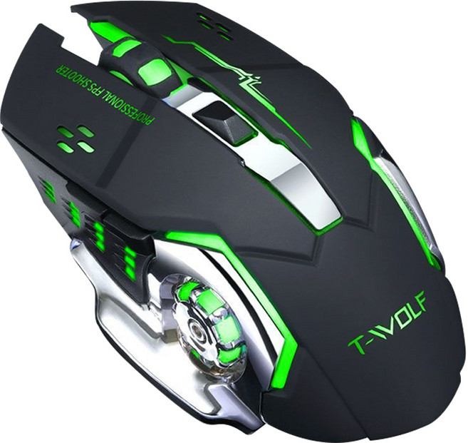 무선 블루투스 마우스 충전식 2.4g 초경량 게이밍 마우스 LED 백라이트 마우스, 블랙, Q13B