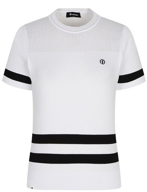 레노마골프 25SS THE OPEN 여성 라인 라운드 반팔 니트 RWSRO6202-101