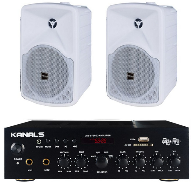 카날스 컴비네이션 테이블 타입 스테레오 블루투스 엠프, 앰프(BKM-50)/스피커(TS-55), 화이트