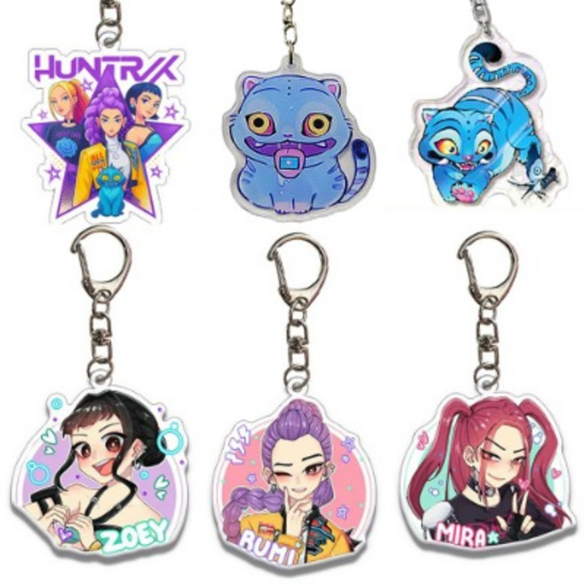 어린이 선물 케이팝 데몬 헌터스 키링 6개 세트 케데헌 굿즈 키링