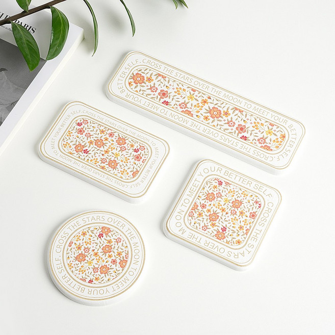 로모주 플라워 규조토 트레이 4종 세트, 코랄, 1세트