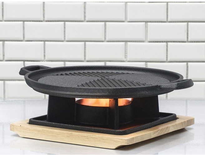 리빙아트 무쇠 그릴팬 미니화로 캠핑 혼밥 혼술 고기불판 25cm, 그릴팬 25cm, 1개