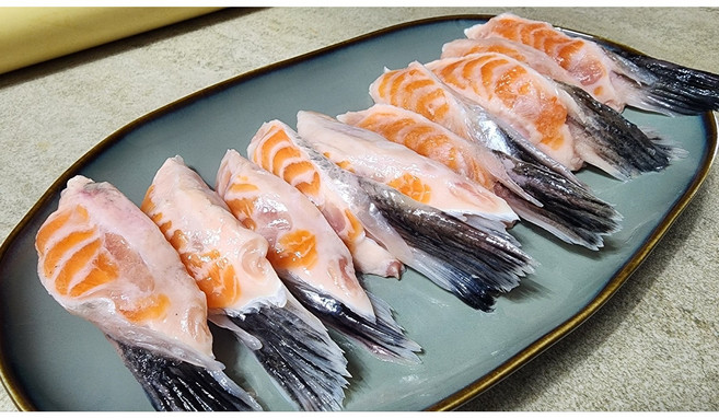 (냉동)노르웨이 생연어 급냉 배꼽살 10피스, 10개, 400g내외