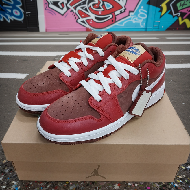 나이키 조던 1 로우 SE 브레드 버터 팀 레드 버건디 크러쉬 여성용 스니커즈 운동화 신발 패션화 데일리화 일상화