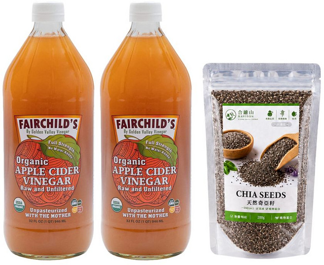 FAIRCHILD'S 有機蘋果醋 946毫升x兩入 贈天然奇亞籽200g, 2, 946mL