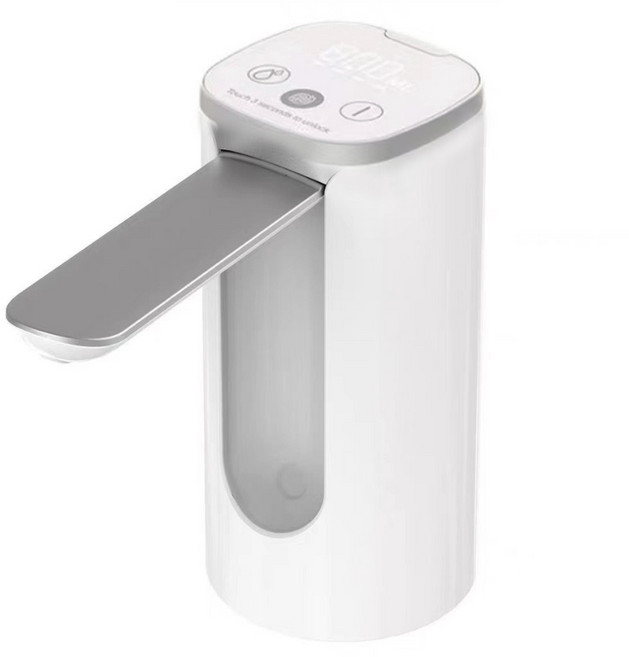 露營中毒本鋪 電動飲水器 自動折疊抽水器 桶裝水 戶外一鍵出水, 白色, 1個