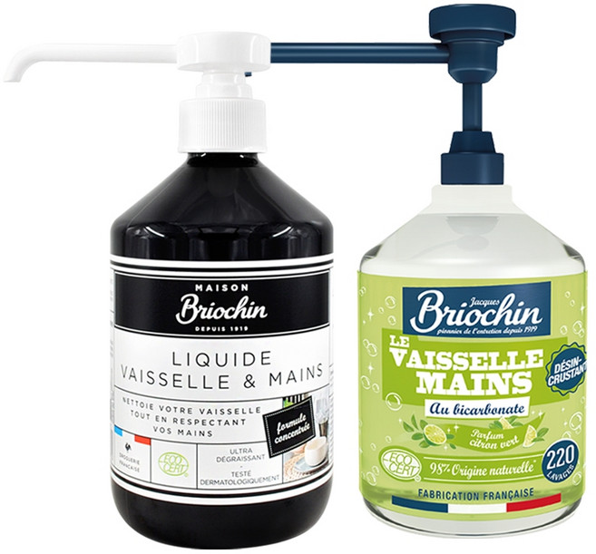 Maison Briochin 碧歐馨 護手洗碗精 500ml 濃縮配方 ECOCERT認證, 特惠組：黑牌洗碗精1入+藍牌洗碗精1入