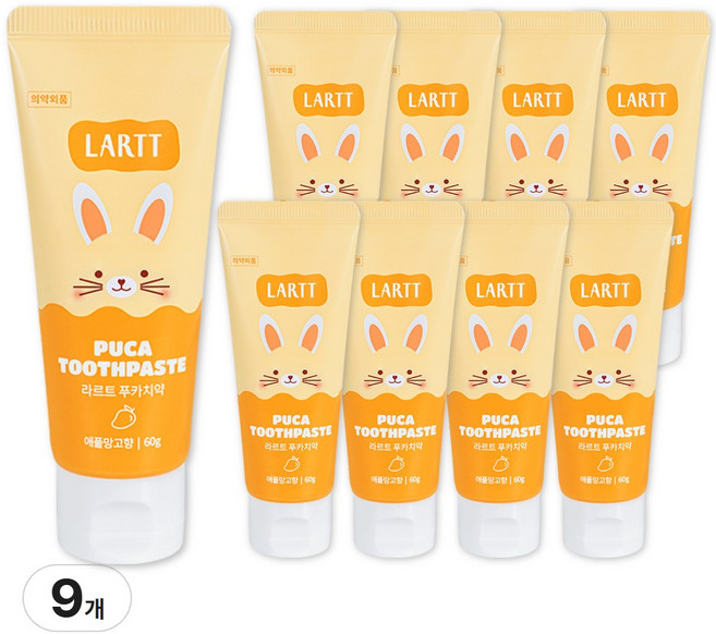 라르트 푸카 무계면 어린이 불소 키즈치약 애플망고향, 9개, 60g