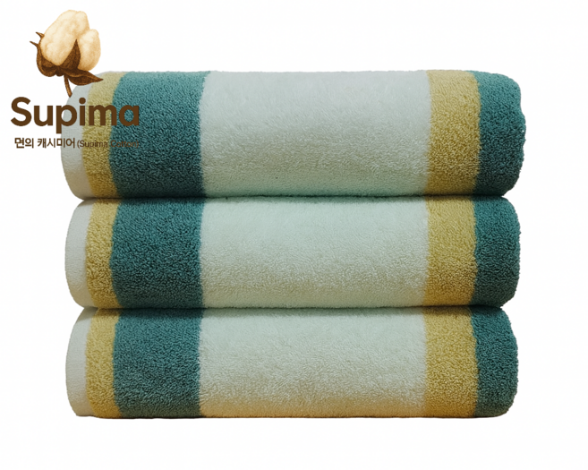 무한타올 국내생산 하이엔드 수피마 초고중량 220g 40수 프리미엄 호텔타월, 3개, 그린베이지