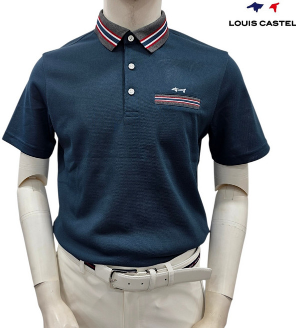 루이까스텔 남성 여름 데일리 스트라이프 카라 빅사이즈 반팔 티셔츠 7MOTS401