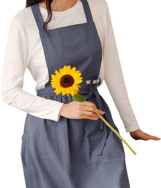 잇츠온 코튼 파스텔 원피스 앞치마, 다크블루, 1개