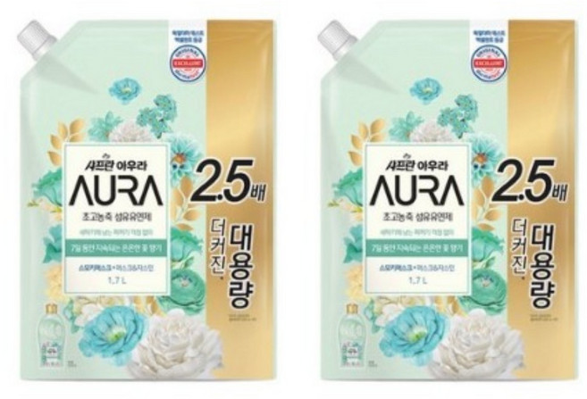 샤프란 AURA 초고농축 섬유유연제 스모키머스크 리필, 1.7L, 16개