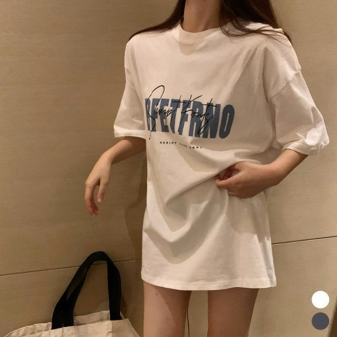 [반애]영문레터링 오버핏 반팔 티셔츠 FD-0422