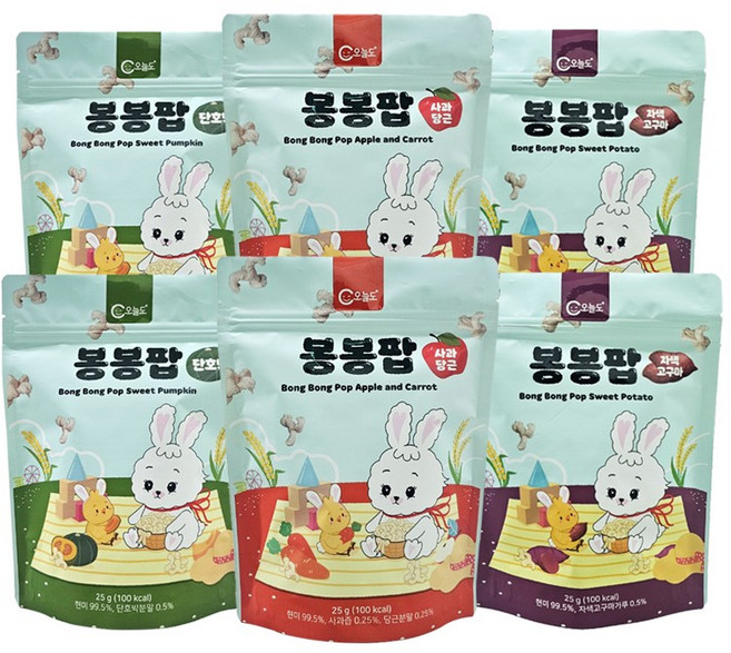 오늘도 유기농 아기과자 봉봉팝 혼합세트, 2세트, 75g, 혼합맛(사과당근/단호박/자색고구마)