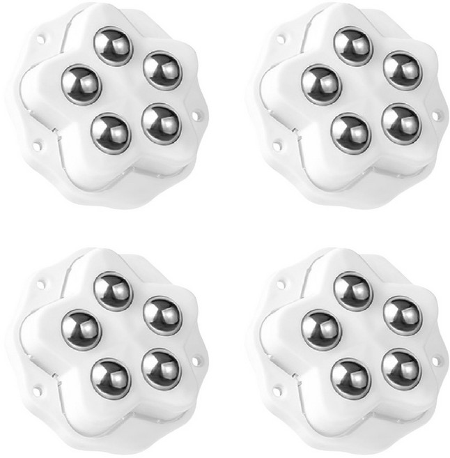 萬向鋼珠傢俱滑輪 附背貼 省力滑輪 整理箱輪子 黏貼式滾輪 助力輪, 1個, 萬向家具滑輪 (白)*4個