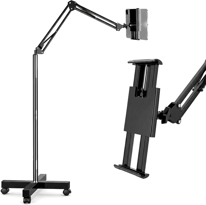 슈아미 이동형 스마트폰 거치대 자유로운 각도 조절태블릿 자바라 스탠드, 피아노블랙, 1개, 이동형 거치대 일반형