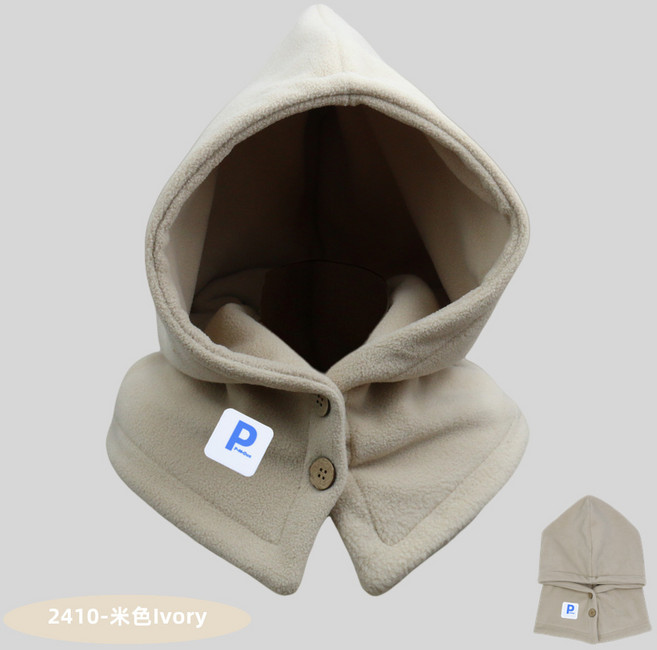 발라클라바 모자 남녀 겨울 보온 모자 목도리 일체형 머리 덮개 모자 커플 스타일 귀 보호 니트 모자, 프리 사이즈, 로고가 있는 베이지색